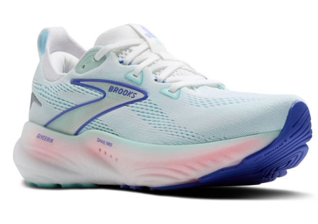 Brooks Glycerin 22 Running Shoes – Women's (White / Limpet Shell / Amparo Blue)