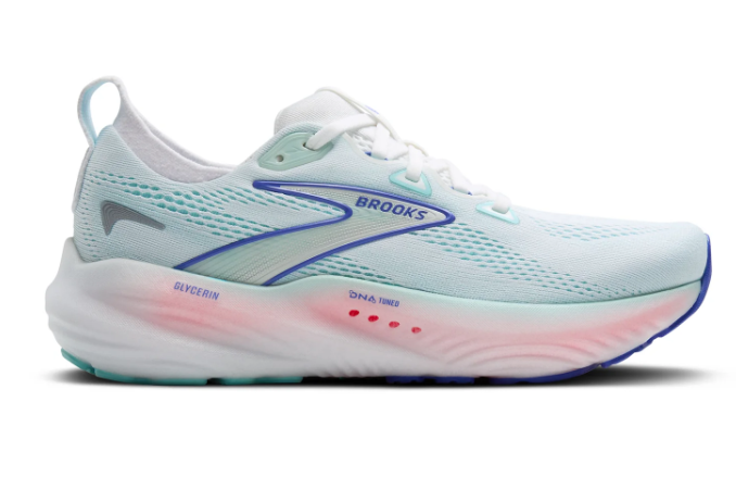 Brooks Glycerin 22 Running Shoes – Women's (White / Limpet Shell / Amparo Blue)